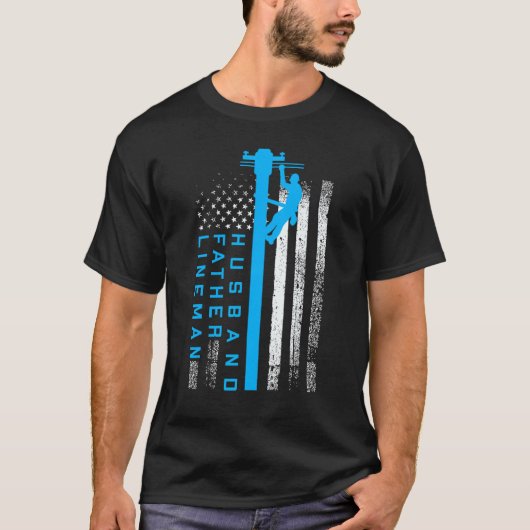 Lineman Fathers Day Tshirt Electric Cable Lineman (Vorderseite)