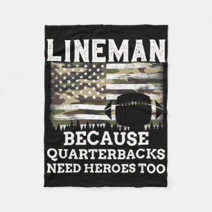 Lineman Football Geschenk Patriotic American Flag  Fleecedecke