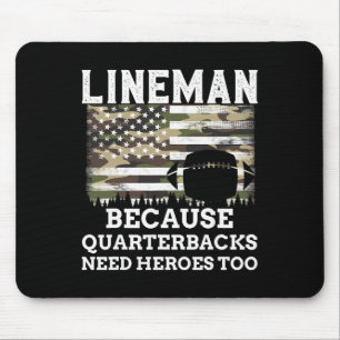 Lineman Football Geschenk Patriotic American Flag Mousepad