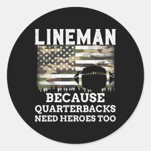Lineman Football Geschenk Patriotic American Flag Runder Aufkleber