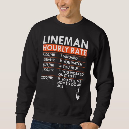 Lineman Hourly Rate Power Electric Cable Labor Rat Sweatshirt (Vorderseite)