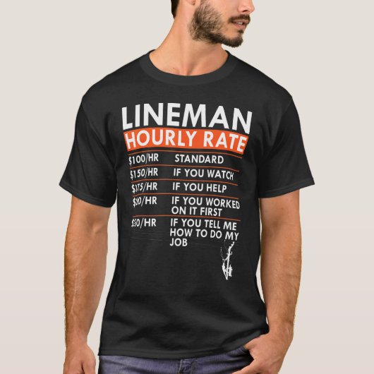 Lineman Hourly Rate Power Electric Cable Labor Rat T-Shirt (Vorderseite)