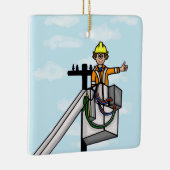 Lineman in Eimer Personalisierter Name Ornament (Rechts)