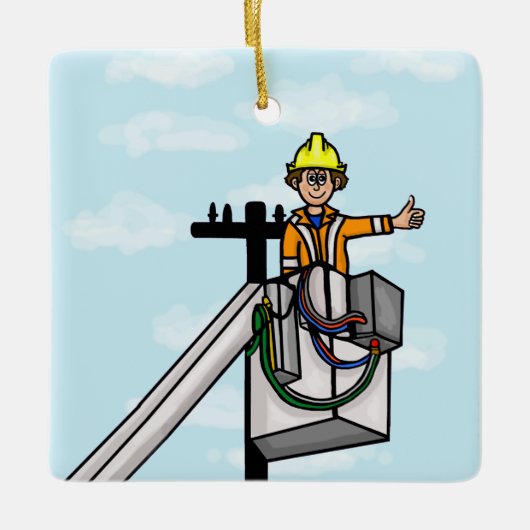 Lineman in Eimer Personalisierter Name Ornament (Vorderseite)