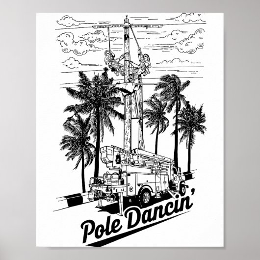 Lineman Le Dancin' Electrician Gift For Men Husban Poster (Vorne)