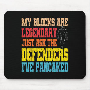 Lineman Legendary Pancake Blocks Funny Football Pl Mousepad