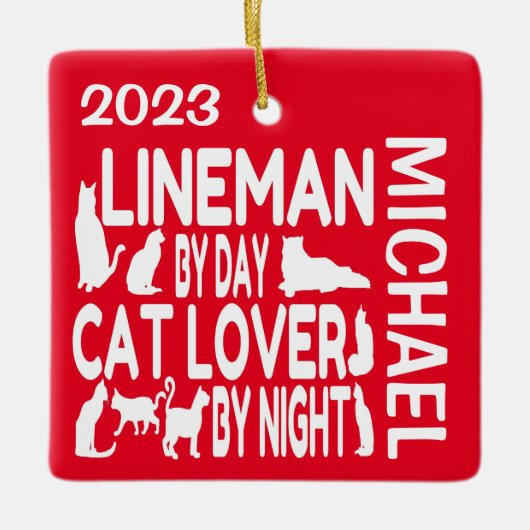 Lineman Lieben Cats CUSTOM Keramikornament (Vorderseite)