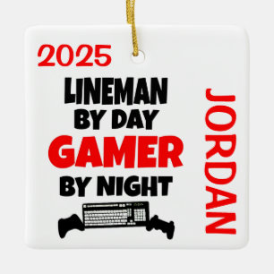 Lineman Lieben spielen Videospiele Keramikornament