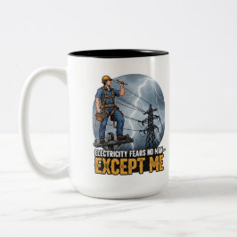 Lineman Lightning Bolt Power Line Hero Zweifarbige Tasse