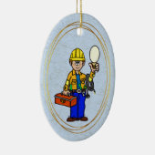 Lineman mit Big Bulb Personalisierter Name Ornamen Keramik Ornament (Rechts)