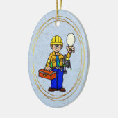 Lineman mit Big Bulb Personalisierter Name Ornamen Keramik Ornament (Links)