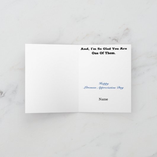 Lineman on Pole Appreciating Card Karte (Innenseite)