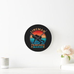 Lineman Pfannkuchen-Macher - American Football Runde Wanduhr