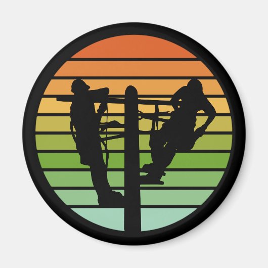 Lineman Reparatur beschädigter Power Linien Vintag Magnet (Vorne)