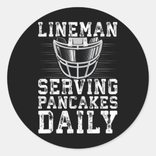 Lineman Serving Pancakes Daily Football Lineman Runder Aufkleber