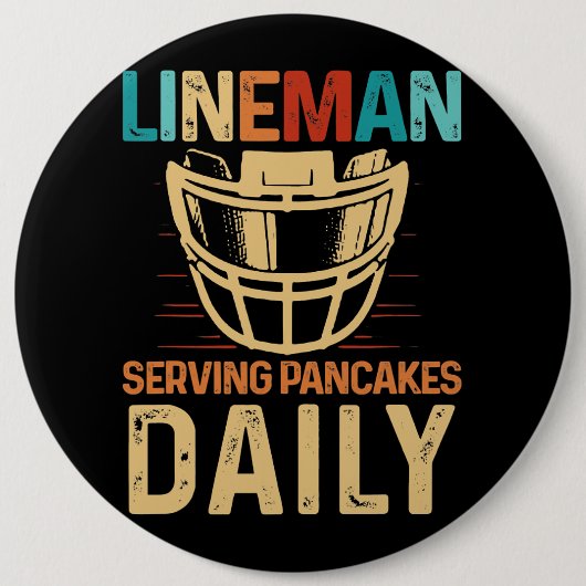 Lineman Serving Pancakes Daily Football Offensive Button (Vorderseite)