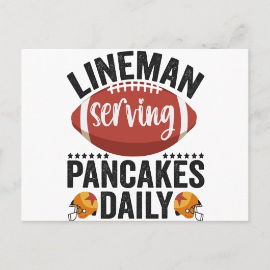 Lineman Serving Pancakes Daily Funny Football Gesc Postkarte (Vorderseite)