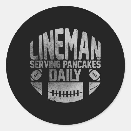 Lineman Serving Pancakes Daily Funny Football Line Runder Aufkleber (Vorderseite)