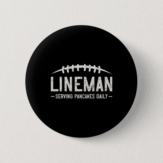 Lineman Serving Pancakes Daily Funny Vintag Footb Button (Vorderseite)