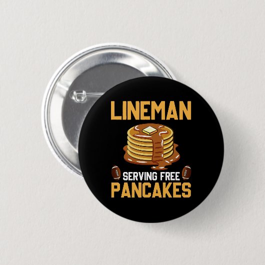 Lineman Serving Pancakes Daily Offensive Button (Vorne & Hinten)
