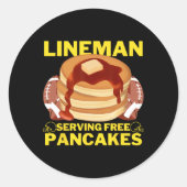 Lineman Serving Pancakes Football Lineman Runder Aufkleber (Vorderseite)