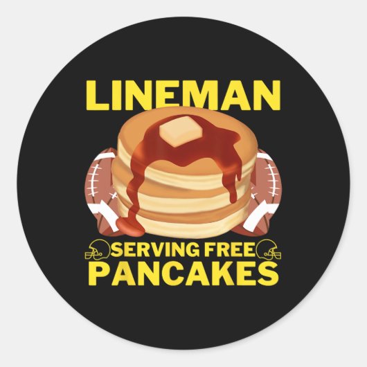Lineman Serving Pancakes Football Lineman Runder Aufkleber (Vorderseite)