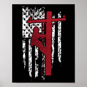 Lineman Shirts - American Lineman Flag Lineman Poster