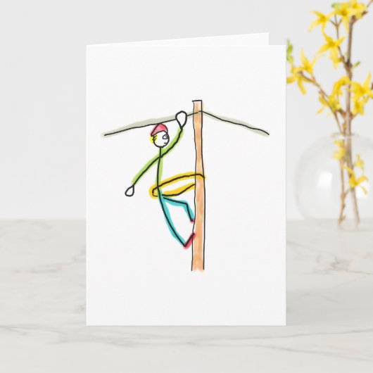 Lineman Stickman Karte (Gelbe Blume)