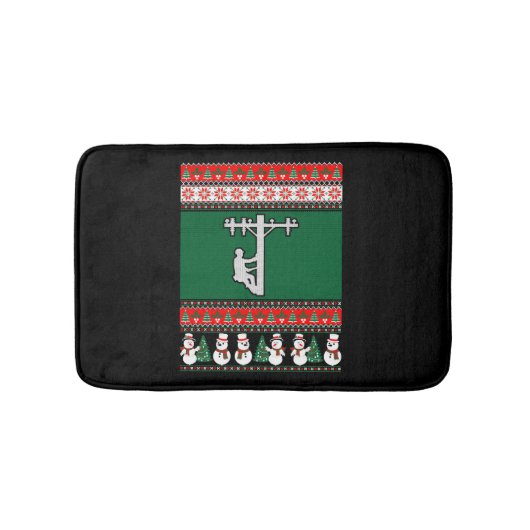 Lineman Ugly Christmas Sweater Badematte (Vorderseite)