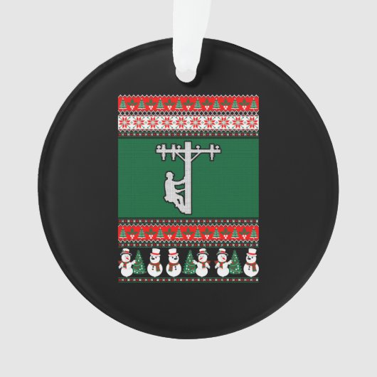 Lineman Ugly Christmas Sweater Ornament (Vorderseite)