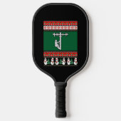 Lineman Ugly Christmas Sweater Pickleball Schläger (Vorderseite)