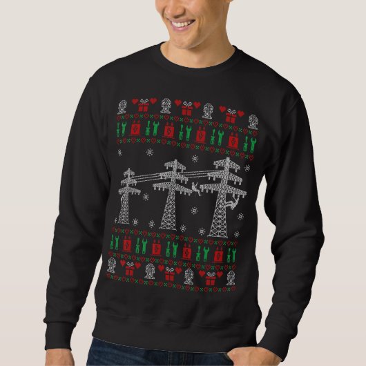 Lineman Ugly Weihnachtssüßer für den Elektriker Sweatshirt (Vorderseite)