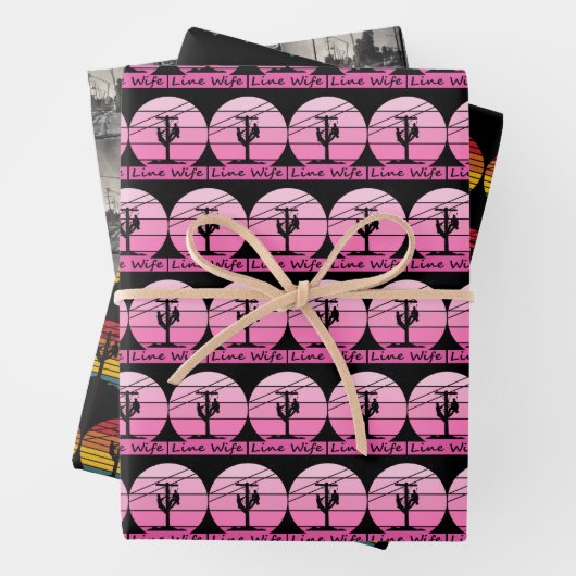Lineman und Linefrau Themed Wrapping Paper Geschenkpapier Set (Beispiel)