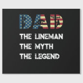 Lineman Vater Vater Myth Legend American Flag Geschenkpapier (Flach)
