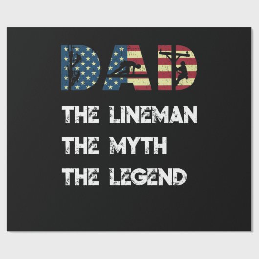 Lineman Vater Vater Myth Legend American Flag Geschenkpapier (Flach)