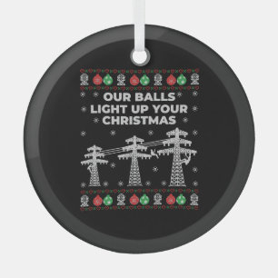 Lineman Weihnachten Unsere Bälle leuchten auf Ornament Aus Glas