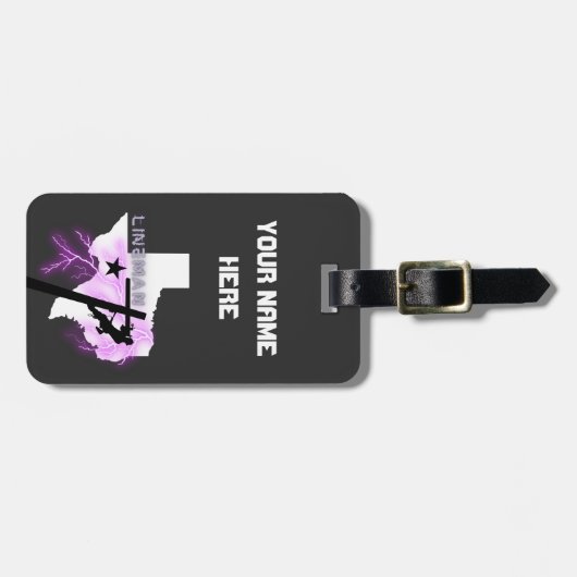 Linemen über Texas Graphic Gepäckanhänger (Vorderseite horizontal)