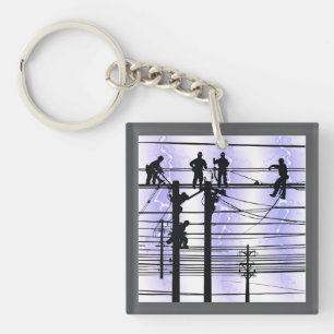 Linemen über Texas Graphic Schlüsselanhänger