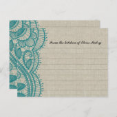 Linen and Teal Lace Personalized Recipe Cards Postkarte (Vorne/Hinten)