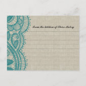 Linen and Teal Lace Personalized Recipe Cards Postkarte (Vorderseite)