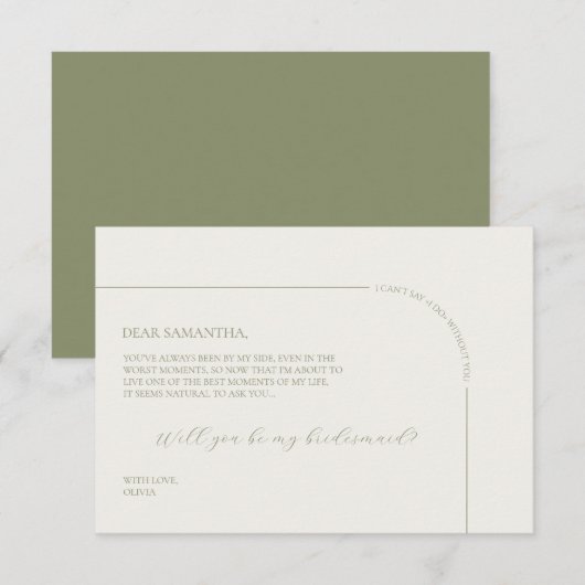 Linen Arch Minimalist Bridesmaid Proposal Card Ankündigung (Vorne/Hinten)