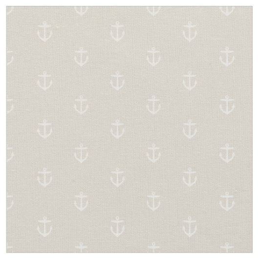 Linen Beige Anker drucken Stoff (Nahaufnahme)