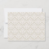 Linen Beige Elegant Damask Vielen Dank Notizkarten Dankeskarte (Rückseite)