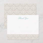 Linen Beige Elegant Damask Vielen Dank Notizkarten Dankeskarte (Vorne/Hinten)