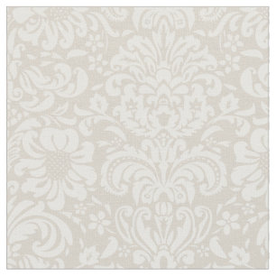 Linen Beige Floral Damask Stoff