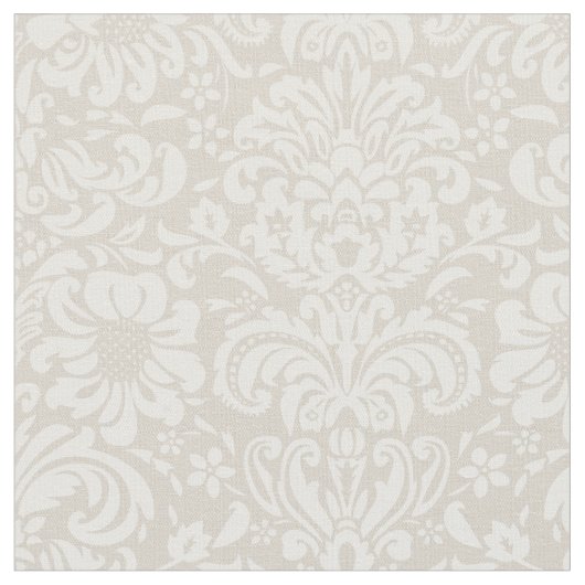 Linen Beige Floral Damask Stoff (Nahaufnahme)
