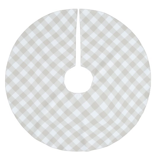 Linen Beige Gingham Polyester Weihnachtsbaumdecke (Vorderseite)