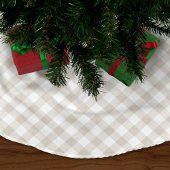 Linen Beige Gingham Polyester Weihnachtsbaumdecke