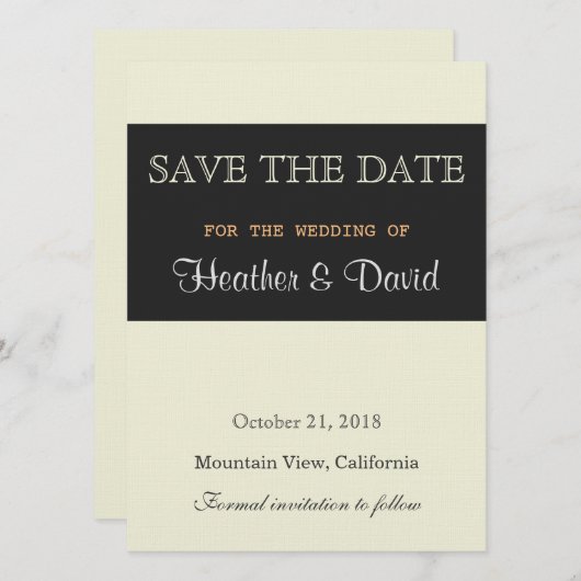 Linen Beige Gray Save the Date Hochzeit Einladung (Vorne/Hinten)