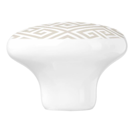 Linen Beige Griechischer Schlüssel Keramikknauf (Seitenansicht)